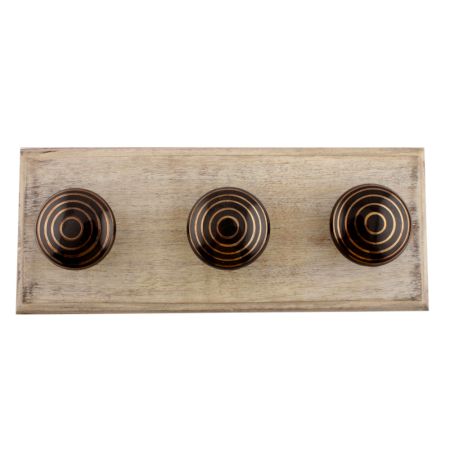Black Striped Ceramic Wooden Hooks 